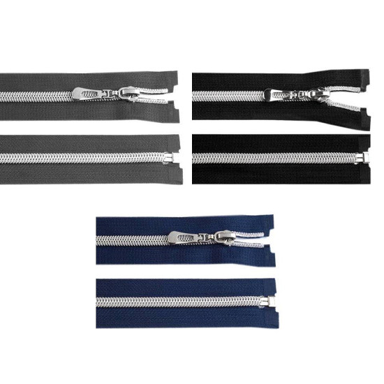 Fermoar spiralat argintiu, no 7 lungime 80 cm - Negru (10 Bucăți) Fermoar spiralat argintiu, no 7 lungime 80 cm - Negru (10 Bucăți)