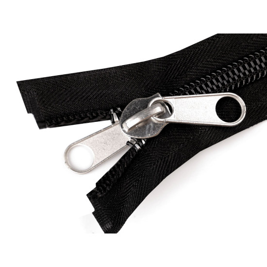 Fermoar spiralat nr. 10 cu cheita dublu tragator, lungime 220 cm - Negru (5 Bucăți) Fermoar spiralat nr. 10 cu cheita dublu tragator, lungime 220 cm - Negru (5 Bucăți)