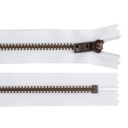 Fermoar metalic ykk no 5 lungime 18 cm alamă veche (blugi) - Alb (1 Bucată)