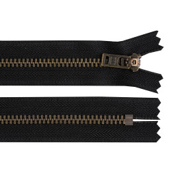 Fermoar metalic ykk no 5 lungime 18 cm alamă veche (blugi) - Negru (1 Bucată)