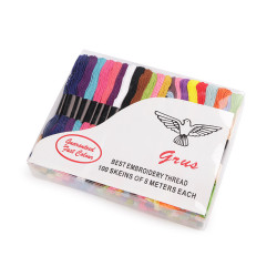 Aţă de brodat tip mouline grus, set 100 jurubiţe/8 m - Mix (100 Bucăți)