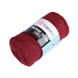 Fir de tricotat / croșetat macrame cotton lurex, 250 g - Bordo deschis (1 Bucată)