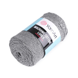 Fir de tricotat / croșetat macrame cotton lurex, 250 g - Gri neutral (1 Bucată)