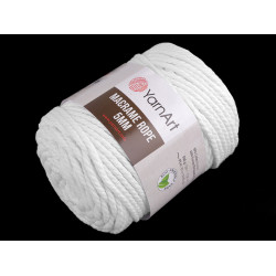 Fir de tricotat / croșetat macrame rope,ø5 mm 500 g - Alb (1 Bucată)