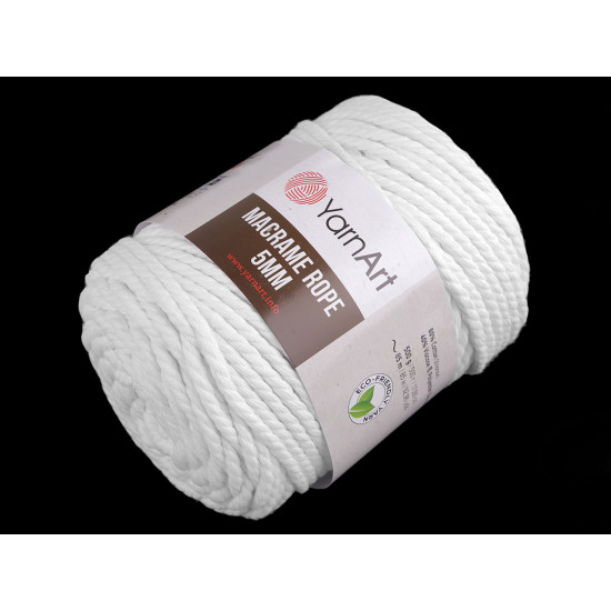 Fir de tricotat / croșetat macrame rope,ø5 mm 500 g - Alb (2 Bucăți) Fir de tricotat / croșetat macrame rope,ø5 mm 500 g - Alb (2 Bucăți)