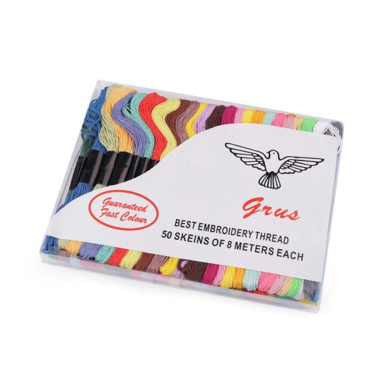 Fire de broderie tip mouline grus 50 buc/8 m - Mix (50 Bucăți)
