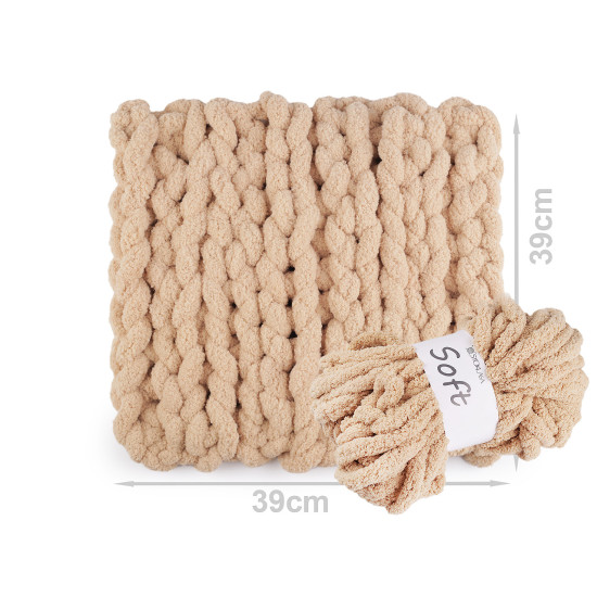 Fire de tricotat chenille soft 250 g - Crem deschis (1 Bucată) Fire de tricotat chenille soft 250 g - Crem deschis (1 Bucată)