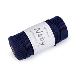 Fire de tricotat din bumbac macrame naty ø3 mm - Albastru închis (1 Bucată)