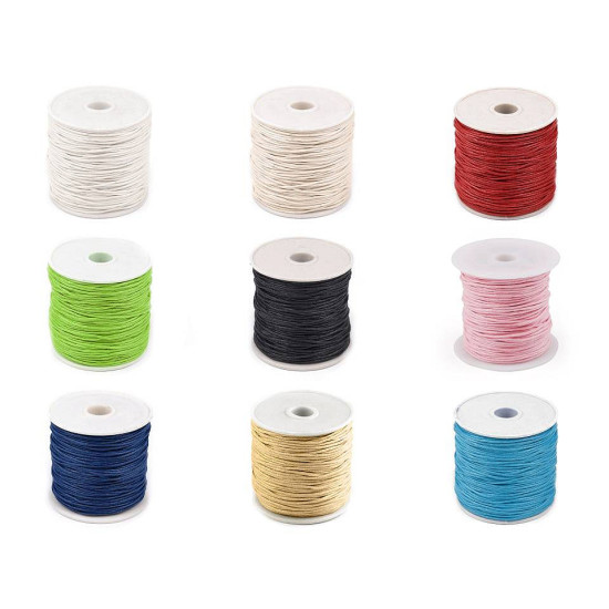 Șnur din bumbac cerat, ø1 mm - Alb (5 Bucăți) Șnur din bumbac cerat, ø1 mm - Alb (5 Bucăți)