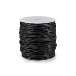 Șnur din bumbac cerat, ø2 mm - Negru (300 Metri)