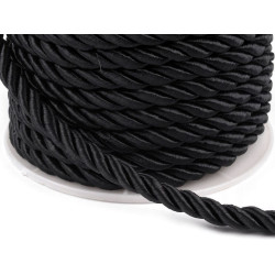 Șnur răsucit, ø7 mm - Negru (20 Metri)