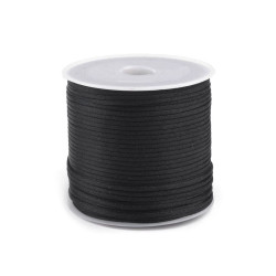 Șnur satinat, ø1 mm - Negru (1 Bucată)