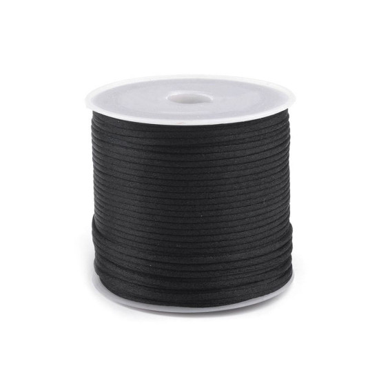 Șnur satinat, ø1 mm - Negru (1 Bucată)