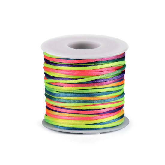 Șnur satinat curcubeu, ø2 mm - Multicolor (5 Bucăți) Șnur satinat curcubeu, ø2 mm - Multicolor (5 Bucăți)