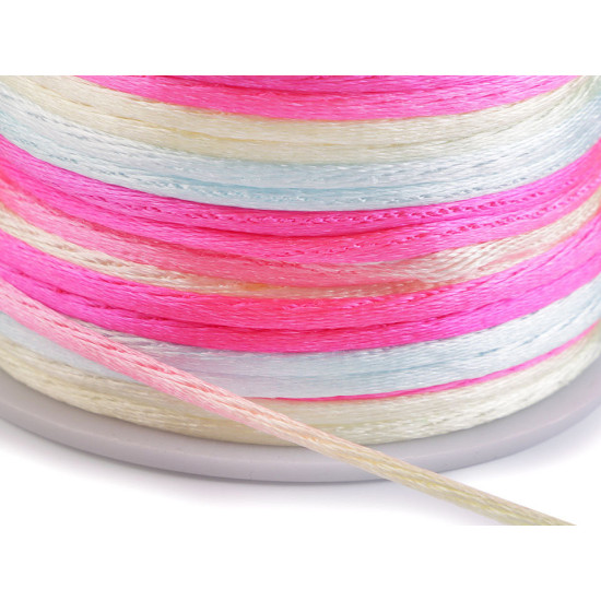 Șnur satinat curcubeu, ø2 mm - Multicolor (5 Bucăți) Șnur satinat curcubeu, ø2 mm - Multicolor (5 Bucăți)