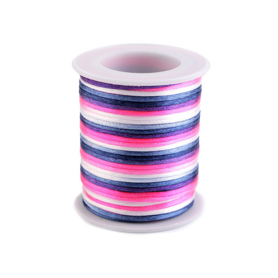 Șnur satinat curcubeu, ø2 mm - Multicolor (5 Bucăți) Șnur satinat curcubeu, ø2 mm - Multicolor (5 Bucăți)