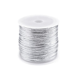 Șnur plat lurex, gol în interior, lățime 2 mm - Argintiu (1 Bucată)