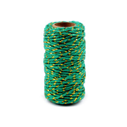 Șnur răsucit cu fir lame, ø1,5 mm - Verde (1 Bucată)