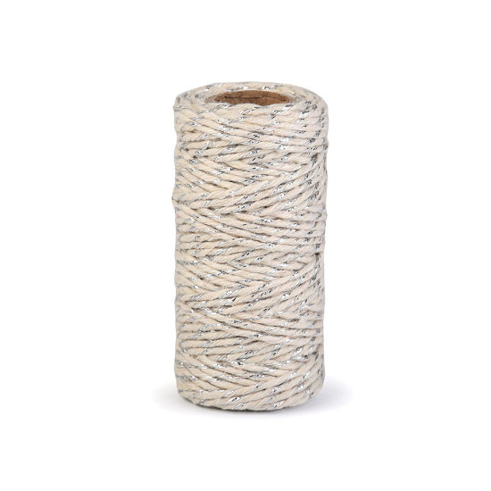 Șnur răsucit cu fir lame, ø1,5 mm - Ecru deschis (1 Bucată) Șnur răsucit cu fir lame, ø1,5 mm - Ecru deschis (1 Bucată)