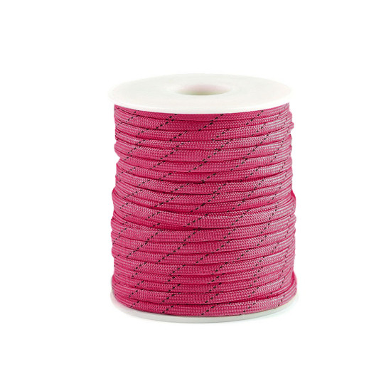 Cordelină paracord cu fir reflectorizant, ø4 mm - Roz (100 Metri) Cordelină paracord cu fir reflectorizant, ø4 mm - Roz (100 Metri)