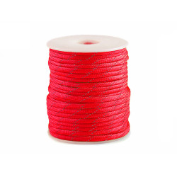 Cordelină paracord cu fir reflectorizant, ø4 mm - Roșu (100 Metri)