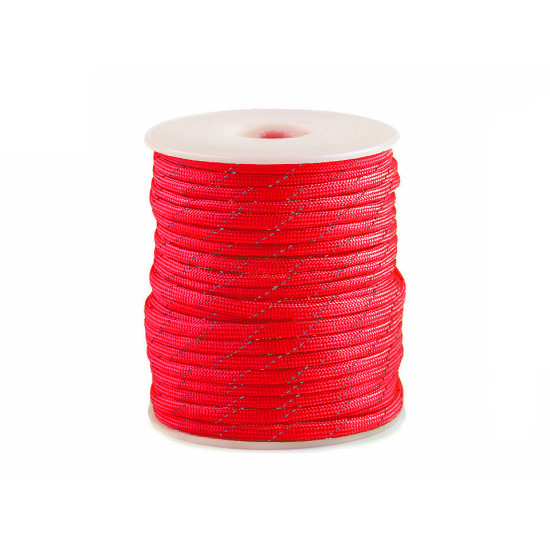 Cordelină paracord cu fir reflectorizant, ø4 mm - Roz (100 Metri) Cordelină paracord cu fir reflectorizant, ø4 mm - Roz (100 Metri)