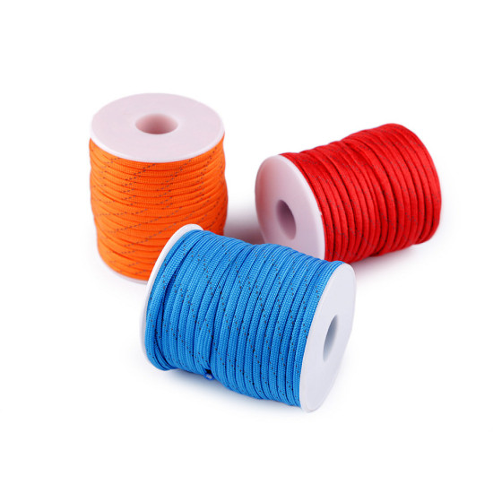 Cordelină paracord cu fir reflectorizant, ø4 mm - Roz (100 Metri) Cordelină paracord cu fir reflectorizant, ø4 mm - Roz (100 Metri)