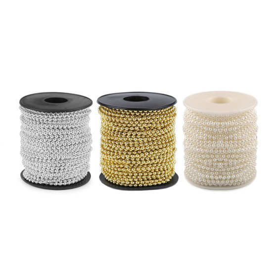 Perle șirag, ø3 mm - Argintiu (100 Metri) Perle șirag, ø3 mm - Argintiu (100 Metri)