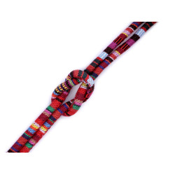Șnur rotund cu motiv indian, ø6 mm - Roșu (1 Metru)