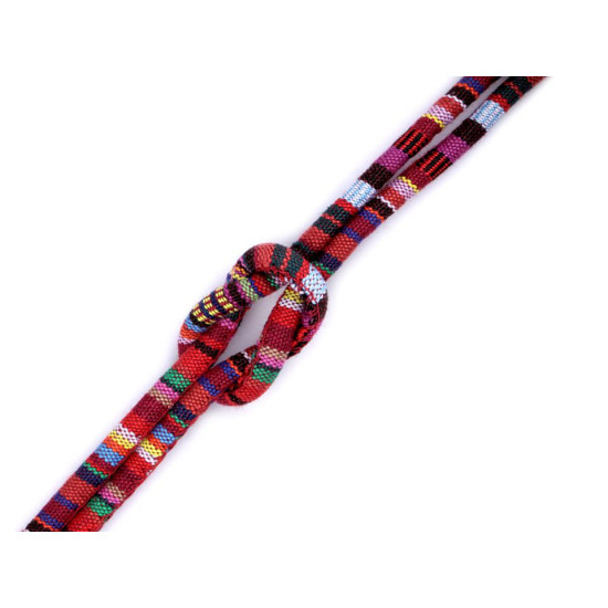 Șnur rotund cu motiv indian, ø6 mm - Roz (50 Metri)