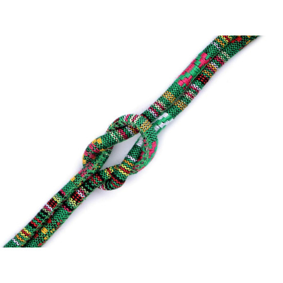 Șnur rotund cu motiv indian, ø6 mm - Roz (50 Metri)