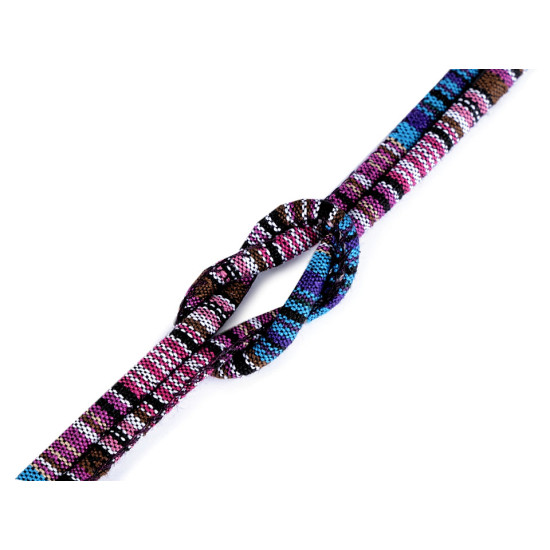 Șnur rotund cu motiv indian, ø6 mm - Roz (50 Metri)
