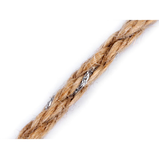 Sfoară din iută împletită cu lurex, ø5 mm - Ecru (20 Metri) Sfoară din iută împletită cu lurex, ø5 mm - Ecru (20 Metri)