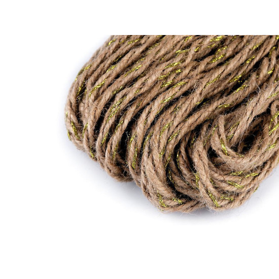 Sfoară din iută împletită cu lurex, ø5 mm - Ecru (20 Metri) Sfoară din iută împletită cu lurex, ø5 mm - Ecru (20 Metri)