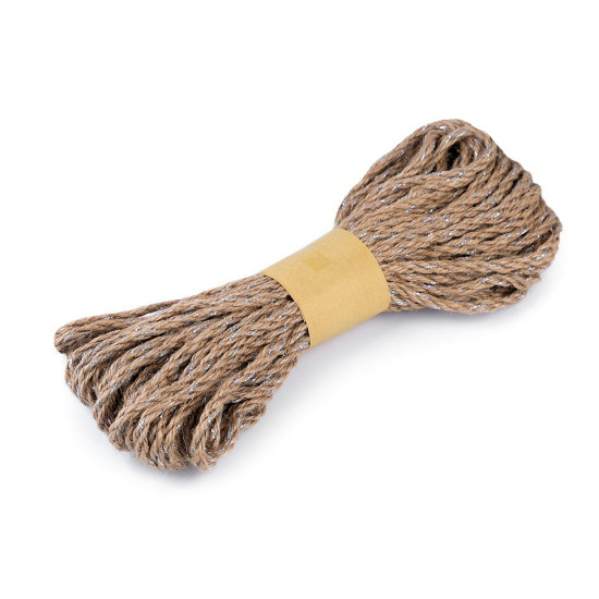 Sfoară din iută împletită cu lurex, ø5 mm - Ecru (20 Metri) Sfoară din iută împletită cu lurex, ø5 mm - Ecru (20 Metri)