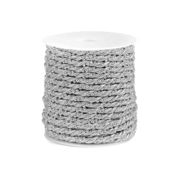 Snur răsucit lurex cu bile ø5 mm - Argintiu (20 Metri)