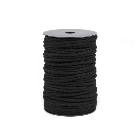 Snur din bumbac cu miez  ø6 mm - Negru (1 Metru)