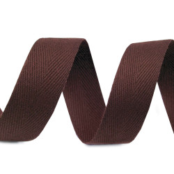 Bandă din bumbac herringbone, lățime 20 mm - Maro (200 Metri)
