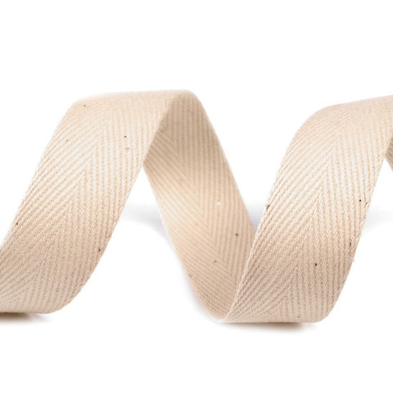 Bandă din bumbac herringbone, lățime 20 mm - Gri neutral (200 Metri) Bandă din bumbac herringbone, lățime 20 mm - Gri neutral (200 Metri)