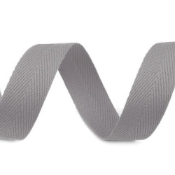 Bandă din bumbac herringbone, lățime 20 mm - Gri neutral (200 Metri)