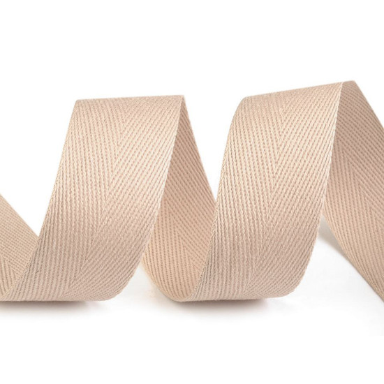 Bandă din bumbac herringbone, lățime 25 mm - Gri neutral (200 Metri) Bandă din bumbac herringbone, lățime 25 mm - Gri neutral (200 Metri)