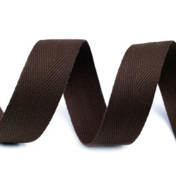 Bandă din bumbac herringbone, lățime 25 mm - Maro închis (200 Metri)