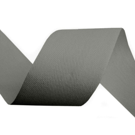 Bandă din bumbac herringbone, lățime 40 mm - Gri neutral (50 Metri) Bandă din bumbac herringbone, lățime 40 mm - Gri neutral (50 Metri)