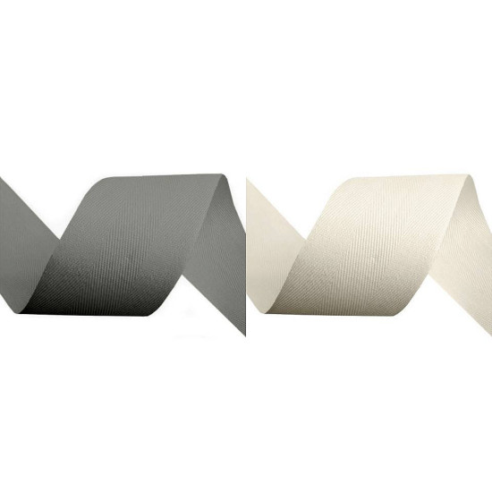 Bandă din bumbac herringbone, lățime 40 mm - Gri neutral (50 Metri) Bandă din bumbac herringbone, lățime 40 mm - Gri neutral (50 Metri)