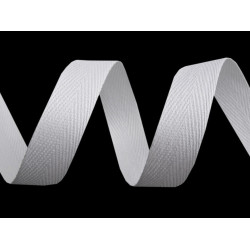 Bandă din bumbac herringbone, lățime 14 mm - Alb (200 Metri)