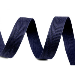 Bandă din bumbac herringbone, lățime 14 mm - Albastru parizian (200 Metri)