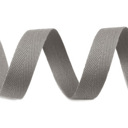 Bandă din bumbac herringbone, lățime 16 mm - Gri neutral (200 Metri)