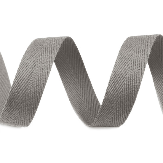 Bandă din bumbac herringbone, lățime 16 mm - Gri neutral (200 Metri) Bandă din bumbac herringbone, lățime 16 mm - Gri neutral (200 Metri)