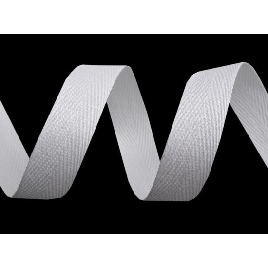 Bandă din bumbac herringbone, lățime 16 mm - Gri neutral (200 Metri) Bandă din bumbac herringbone, lățime 16 mm - Gri neutral (200 Metri)