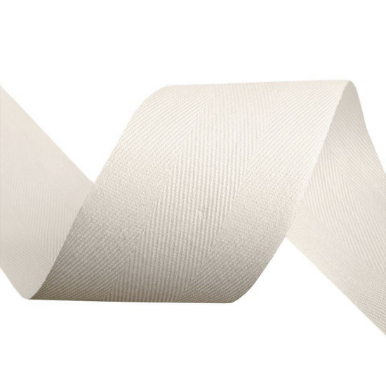 Bandă din bumbac herringbone, lățime 50 mm - Alb (100 Metri) Bandă din bumbac herringbone, lățime 50 mm - Alb (100 Metri)